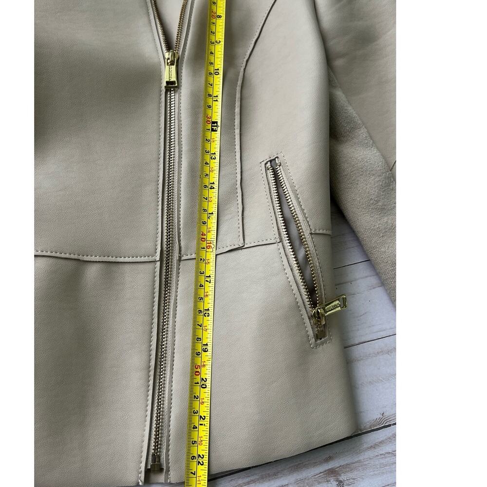 Guess Cream Tan Vegan Leather Biker Jacket – Size Medium w Flaws - Picture 12 of 14